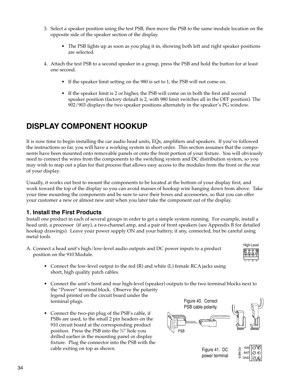Display component hookup, Install the first products | Audio Authority Car Audio System User Manual | Page 34 / 55