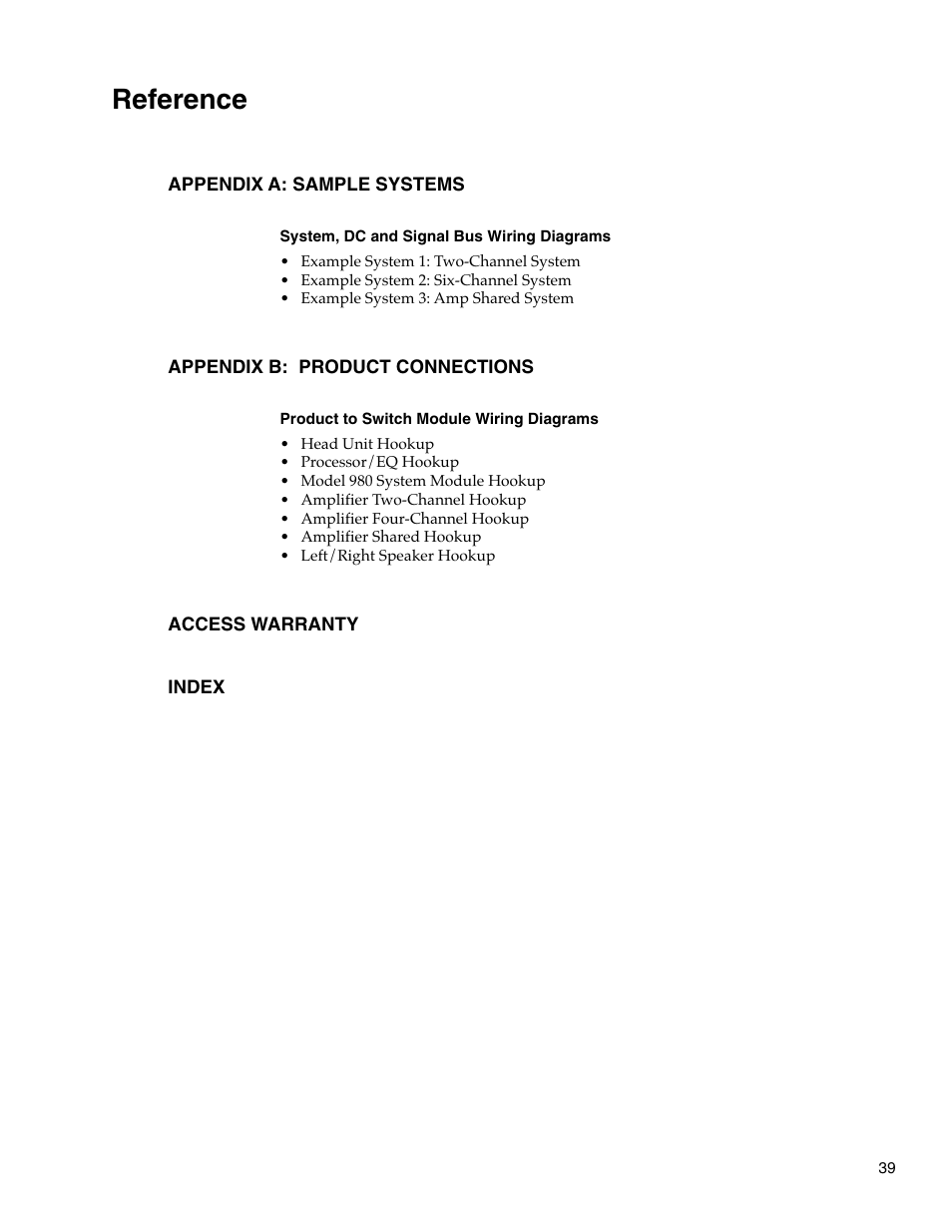 Reference | Audio Authority Car Audio System User Manual | Page 39 / 55