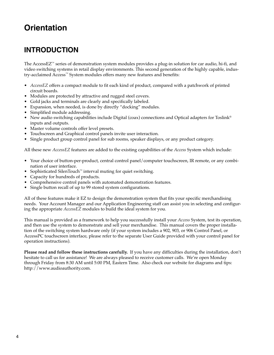 Orientation, Introduction | Audio Authority Car Audio System User Manual | Page 4 / 55