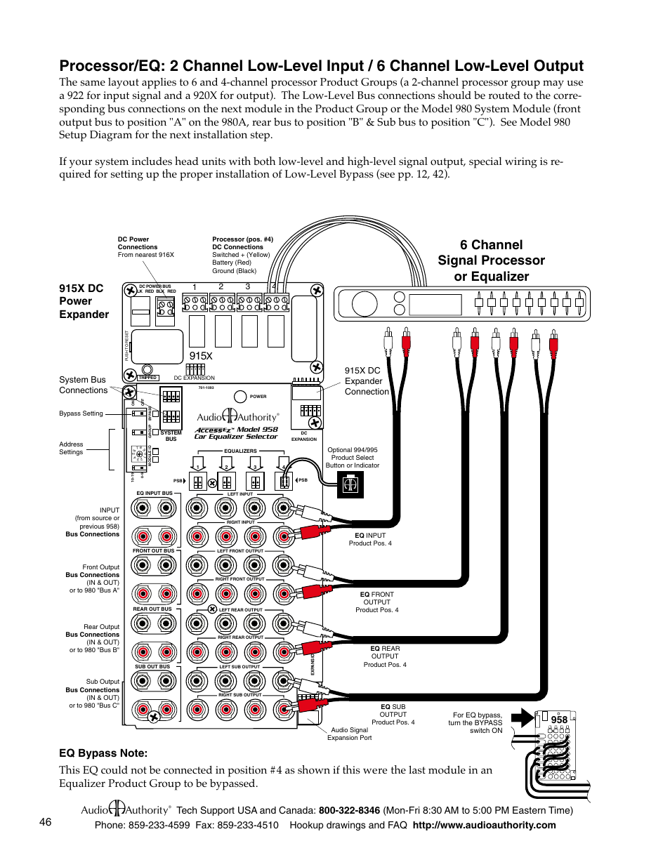 6 channel signal processor or equalizer, 915x dc power expander | Audio Authority Car Audio System User Manual | Page 46 / 55