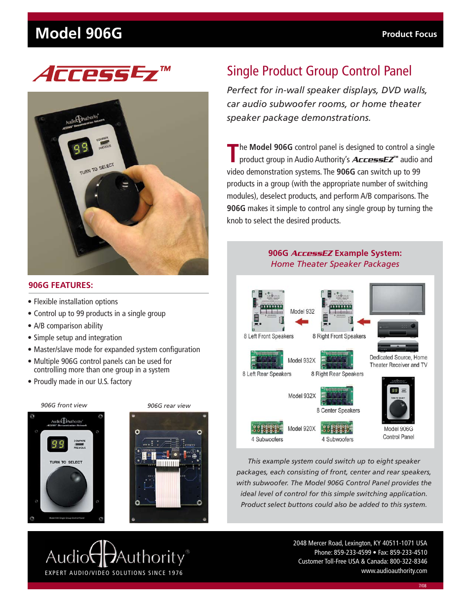 Audio Authority 906G User Manual | 1 page