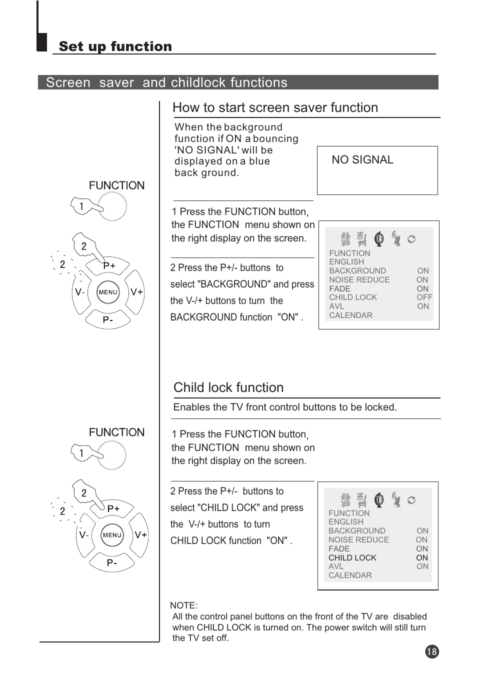 Child lock function | Audix TVD6040 User Manual | Page 19 / 37