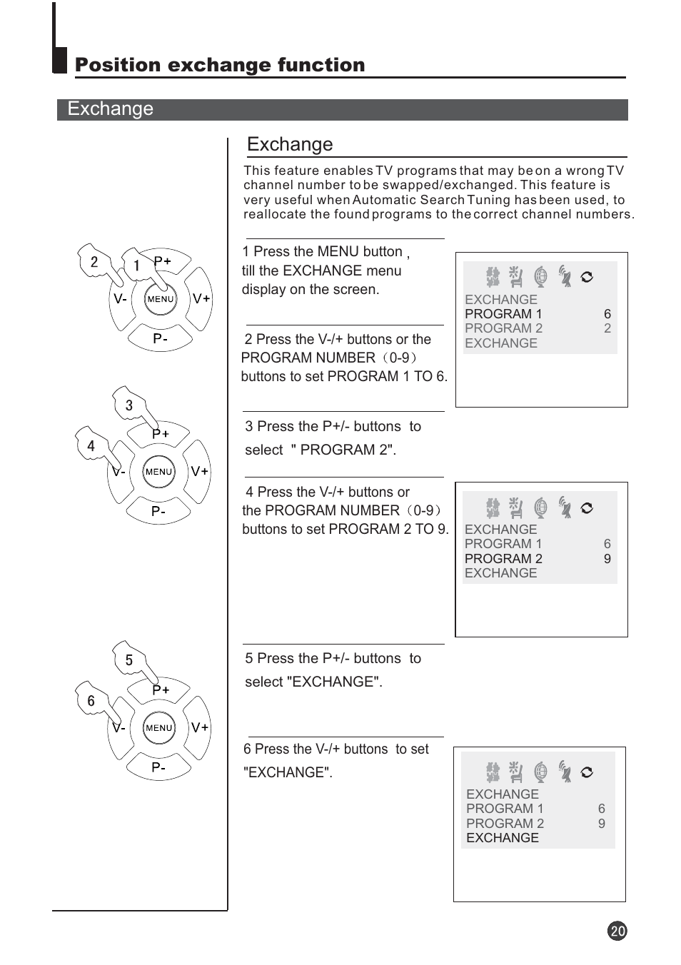Position exchange function exchange exchange | Audix TVD6040 User Manual | Page 21 / 37