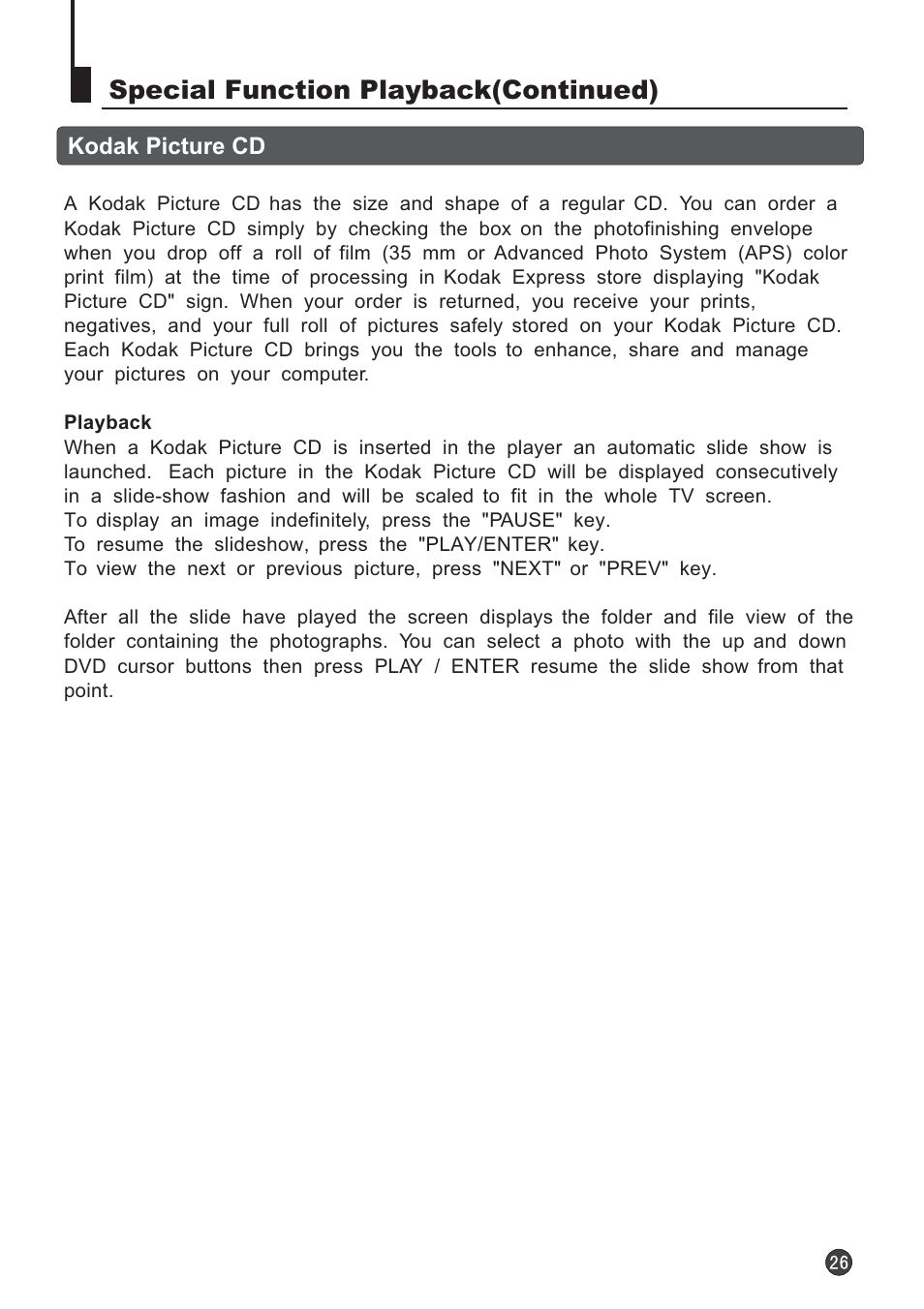 Special function playback(continued) | Audix TVD6040 User Manual | Page 27 / 37