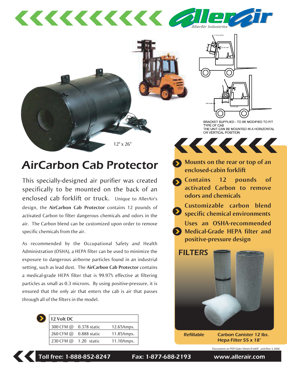 AllerAir AirCarbon Cab Protector User Manual | 1 page