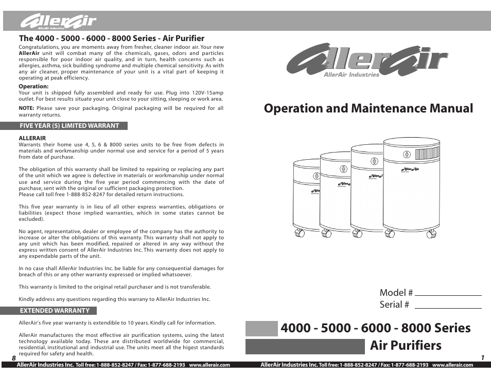 AllerAir 4000 User Manual | 4 pages