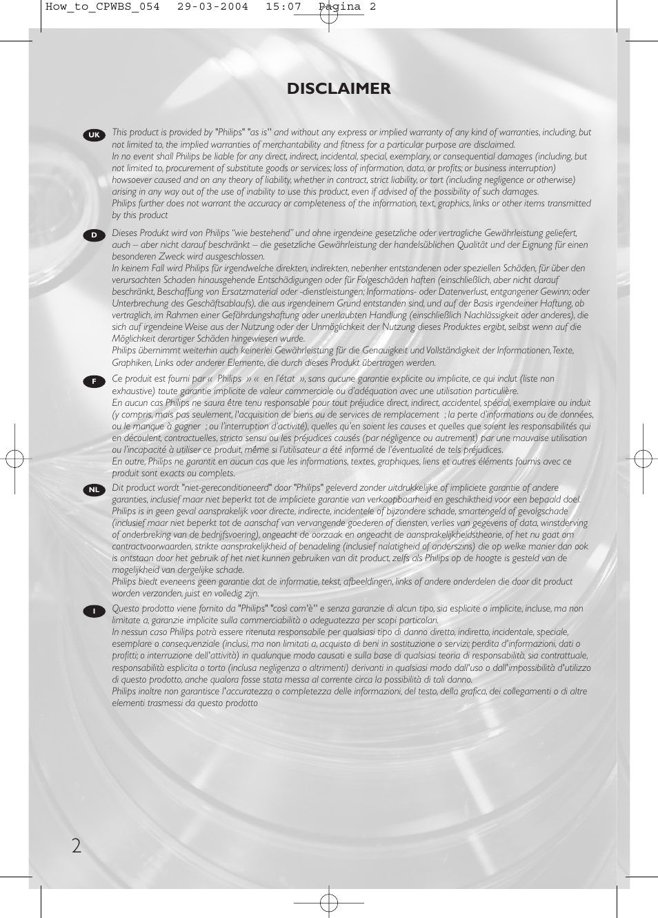 Disclaimer | Philips Estación base inalámbrica User Manual | Page 2 / 80