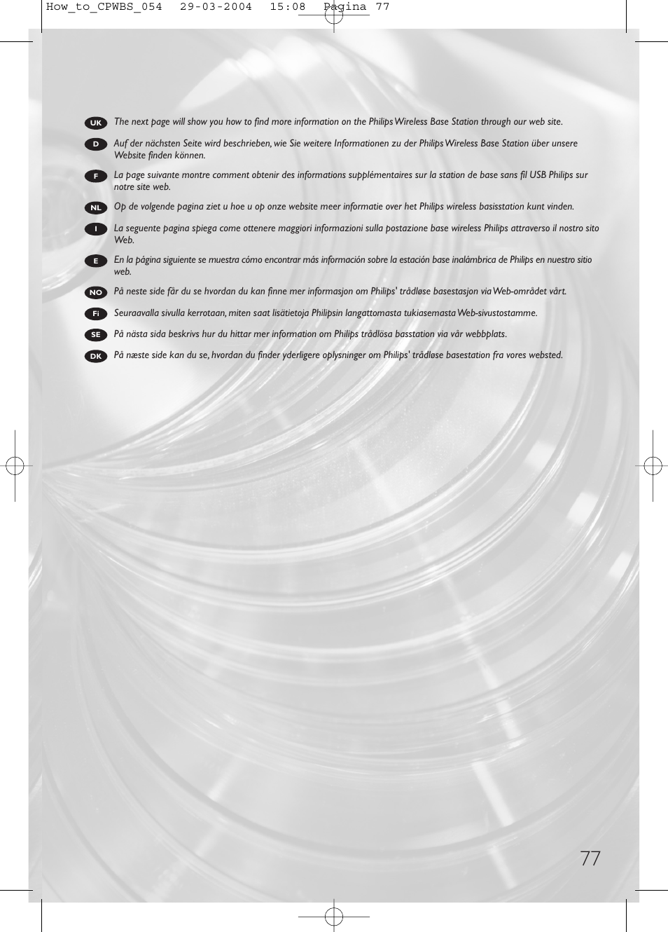 Philips Estación base inalámbrica User Manual | Page 77 / 80