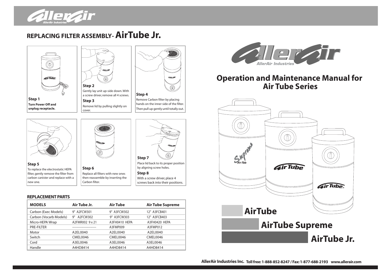 AllerAir AirTube Supreme User Manual | 2 pages