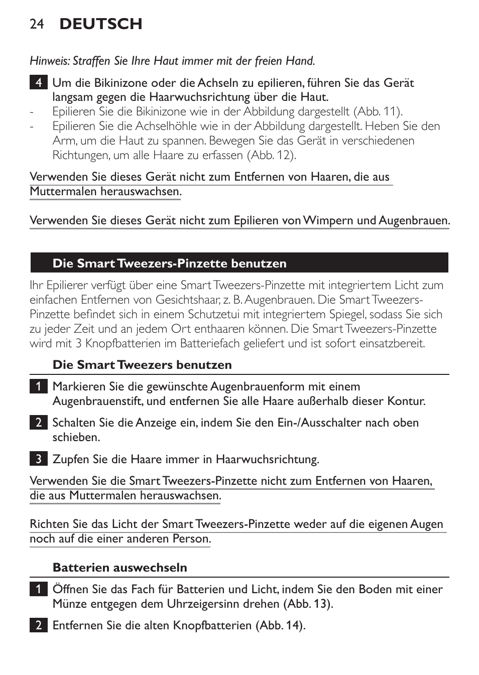 Deutsch | Philips Set de depilación de edición limitada User Manual | Page 24 / 104