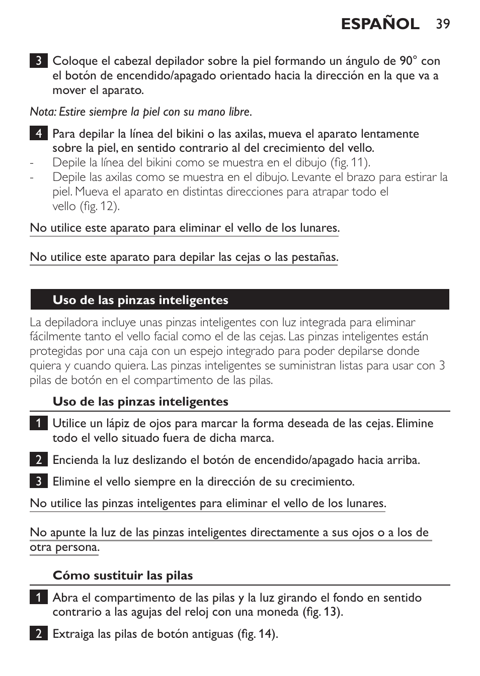 Español | Philips Set de depilación de edición limitada User Manual | Page 39 / 104