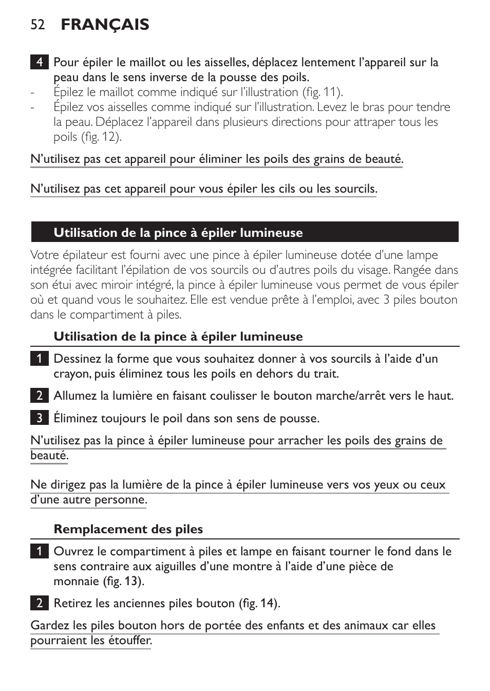 Français | Philips Set de depilación de edición limitada User Manual | Page 52 / 104
