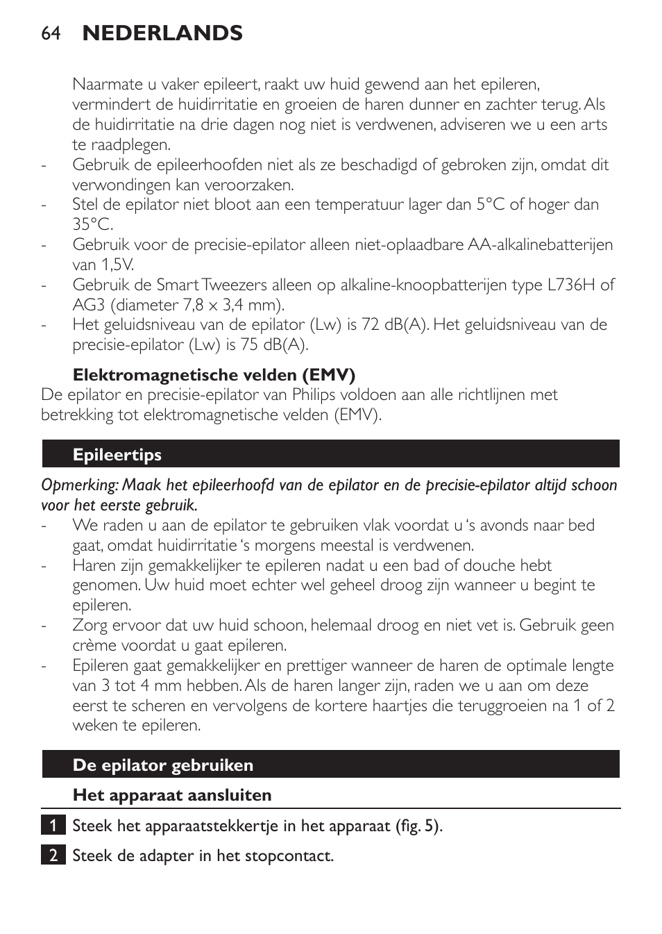 Nederlands | Philips Set de depilación de edición limitada User Manual | Page 64 / 104