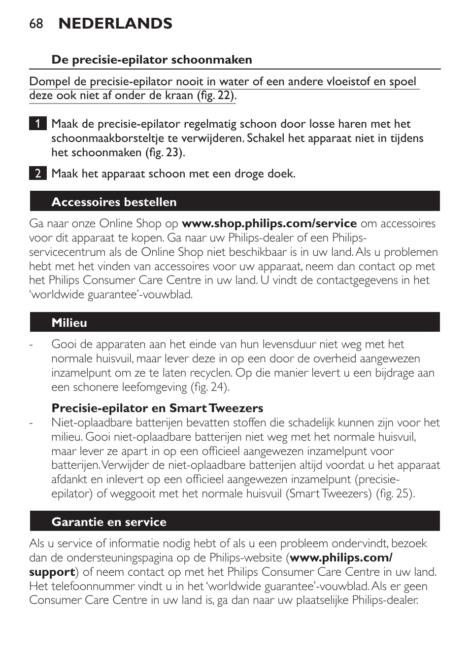 Nederlands | Philips Set de depilación de edición limitada User Manual | Page 68 / 104