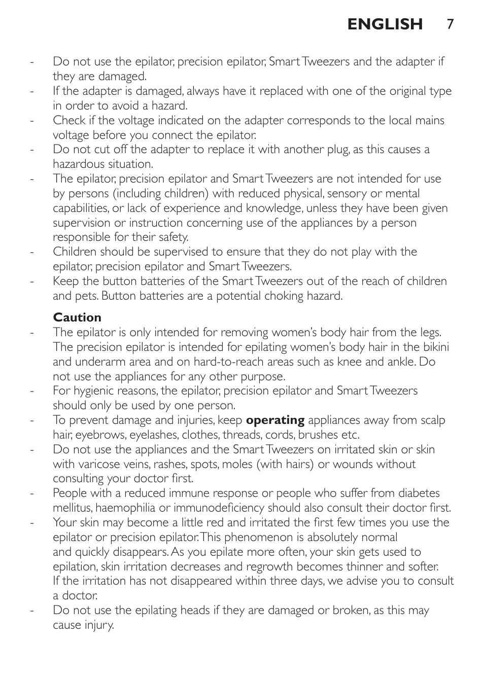 English | Philips Set de depilación de edición limitada User Manual | Page 7 / 104