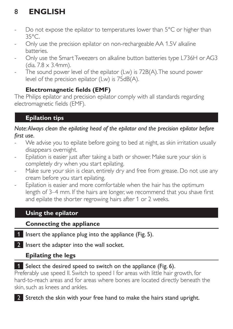 English | Philips Set de depilación de edición limitada User Manual | Page 8 / 104