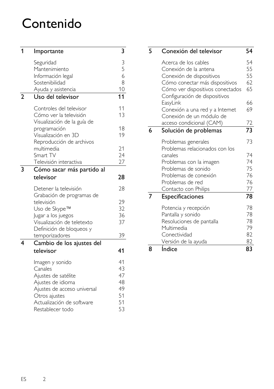 Philips 4000 series Televisor Smart LED 3D ultrafino User Manual | Page 2 / 87