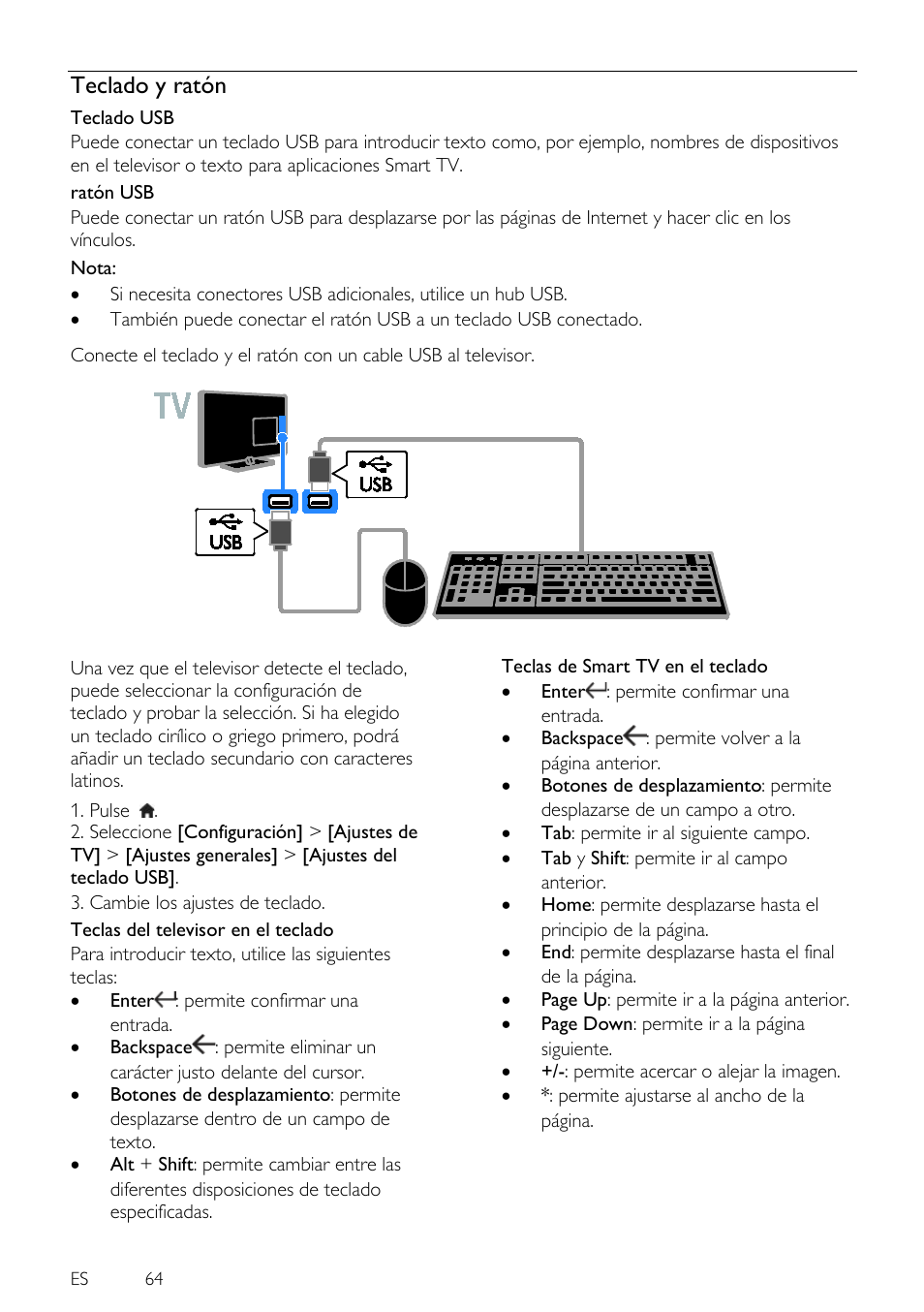 Teclado y ratón | Philips 4000 series Televisor Smart LED 3D ultrafino User Manual | Page 64 / 87