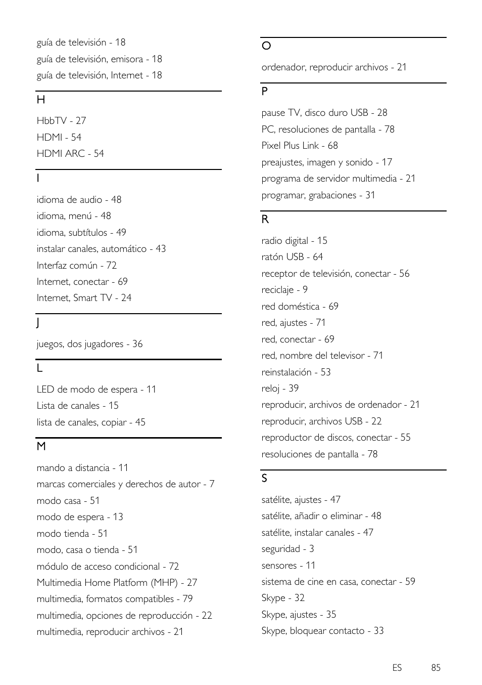 Philips 4000 series Televisor Smart LED 3D ultrafino User Manual | Page 85 / 87