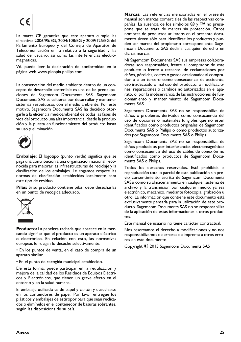 Philips PicoPix Proyector de bolsillo User Manual | Page 25 / 26