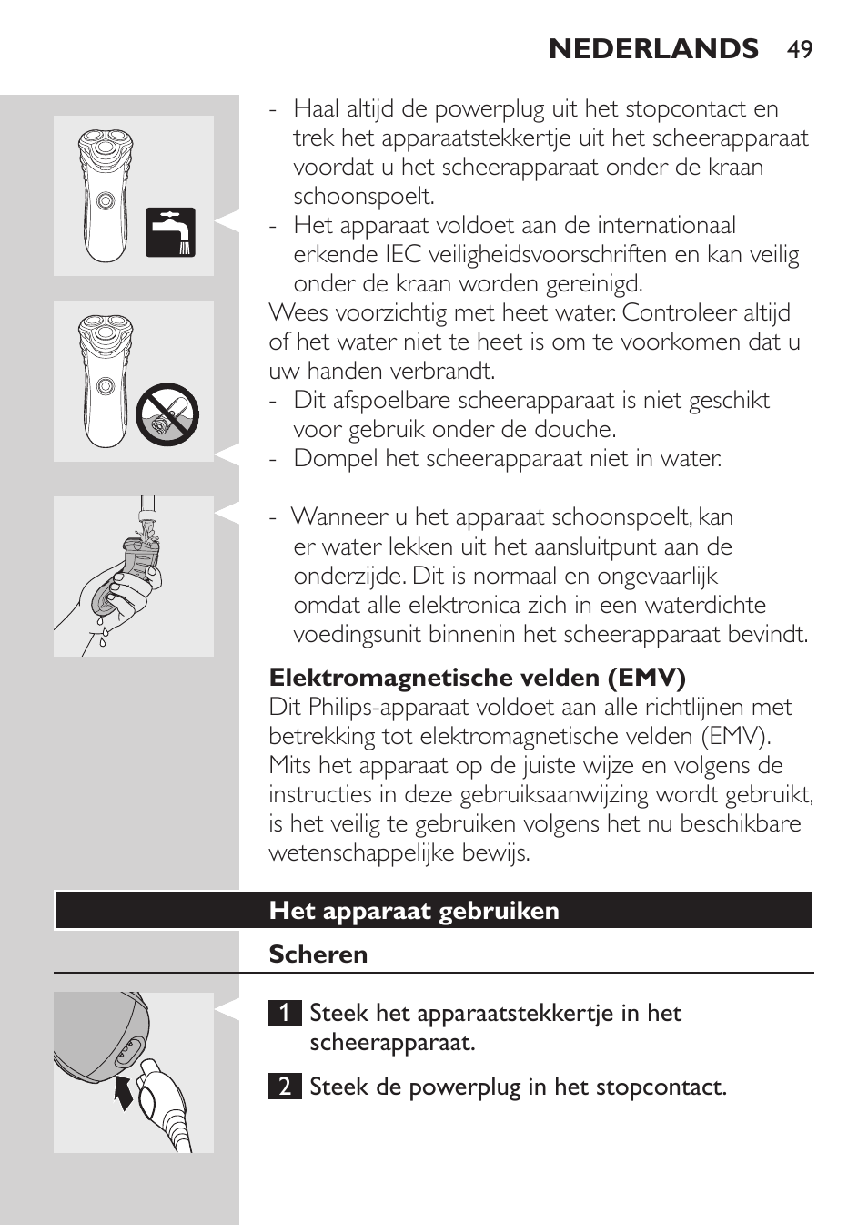 Elektromagnetische velden (emv) | Philips SHAVER Series 3000 Afeitadora eléctrica User Manual | Page 47 / 72