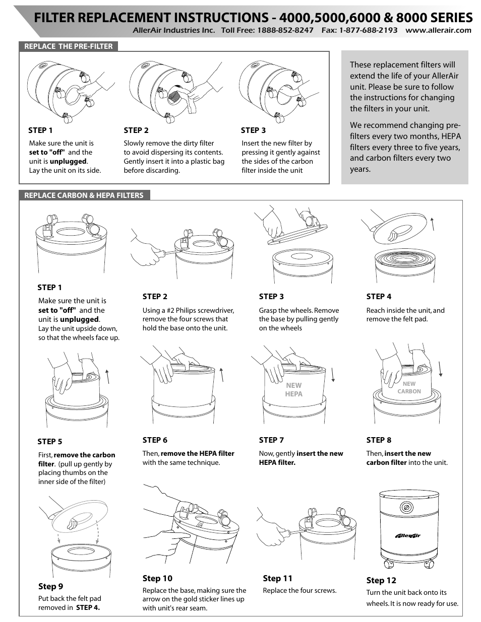 AllerAir 5000 Series User Manual | 1 page