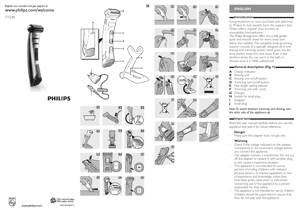 Philips Afeitadora corporal User Manual | 7 pages