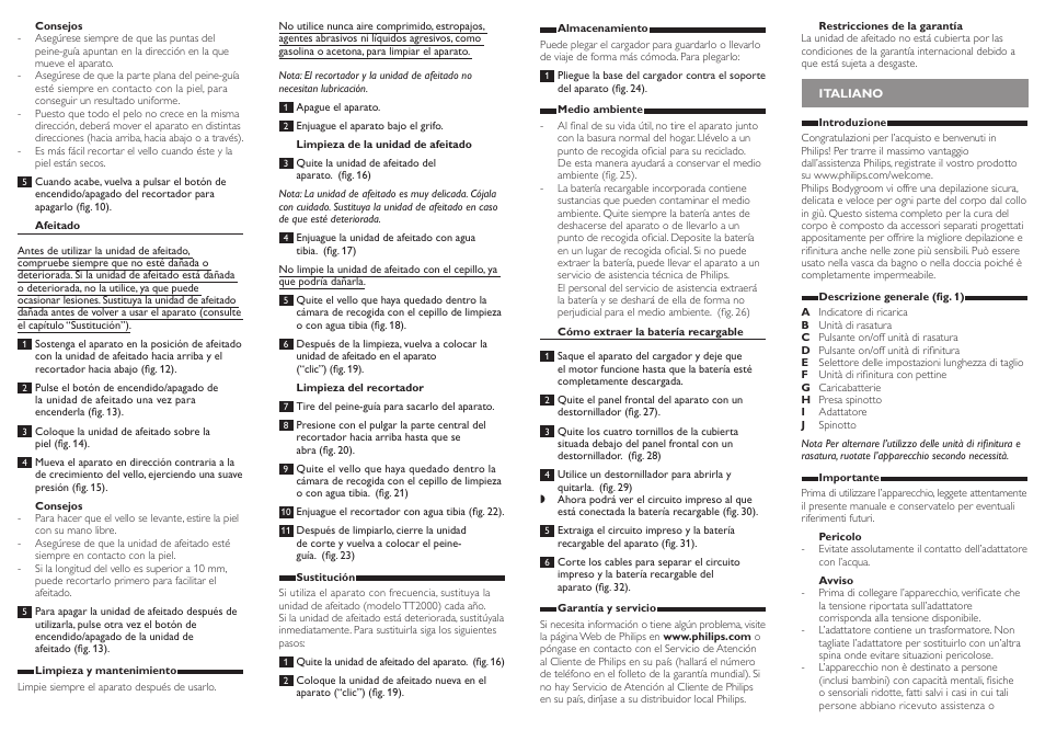 Philips Afeitadora corporal User Manual | Page 4 / 7