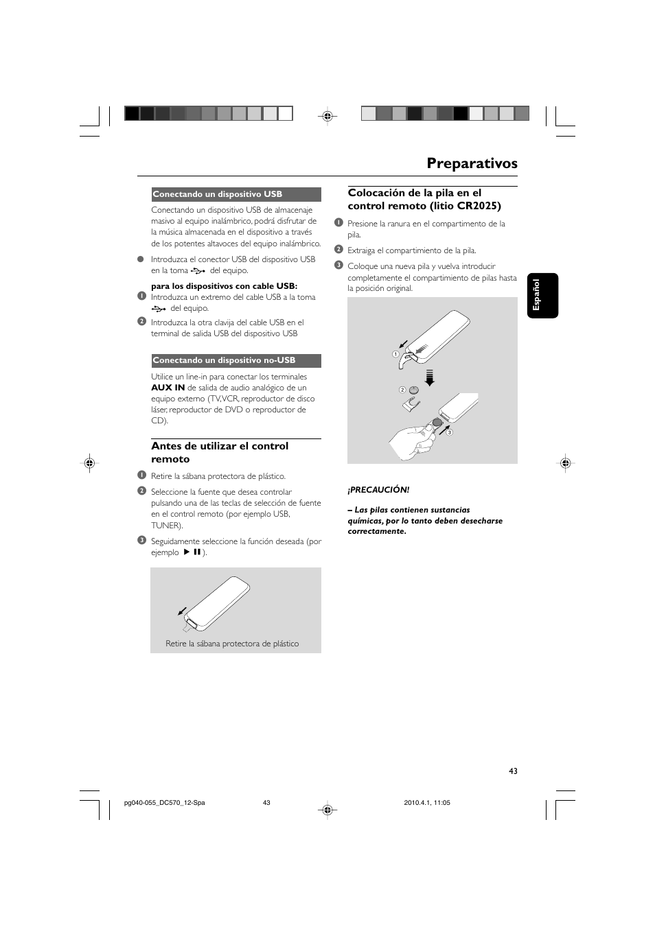 Preparativos | Philips sistema docking User Manual | Page 10 / 23