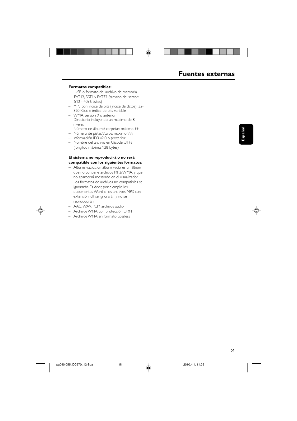 Fuentes externas | Philips sistema docking User Manual | Page 18 / 23