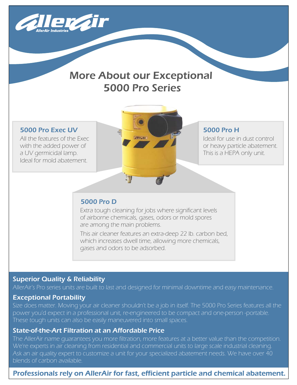 More about our exceptional 5000 pro series | AllerAir 5000 Exec Pro User Manual | Page 2 / 2