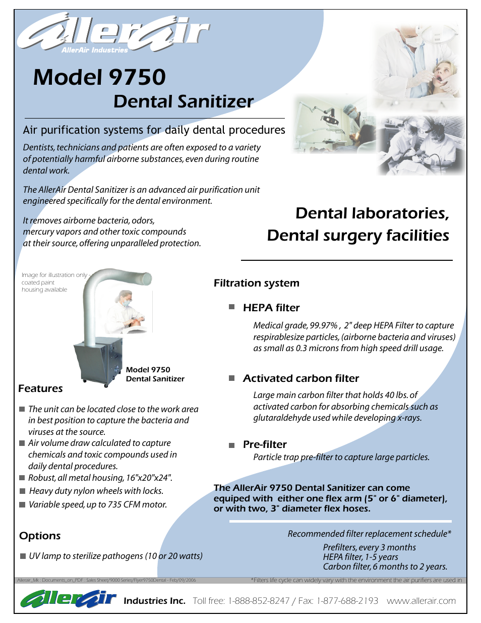 AllerAir Dental Sanitizer 9750 User Manual | 1 page