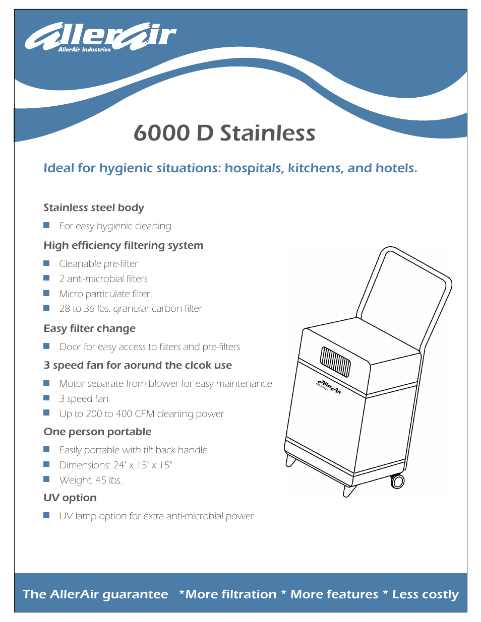 6000 d stainless | AllerAir 6000 D User Manual | Page 2 / 2