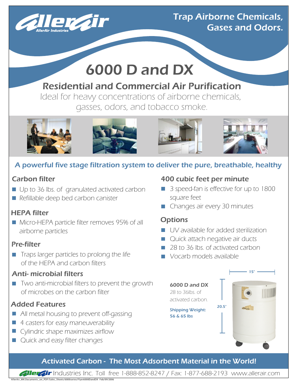 AllerAir Residential and Commercial Air Purification 6000 D User Manual | 2 pages