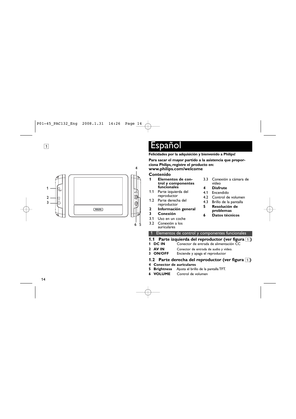 Español | Philips Pantalla LCD adicional User Manual | Page 14 / 45