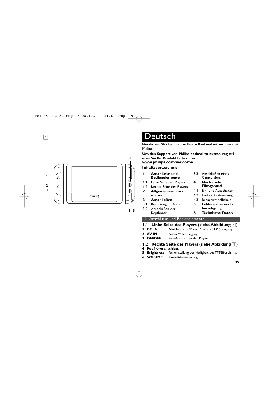 Deutsch | Philips Pantalla LCD adicional User Manual | Page 19 / 45