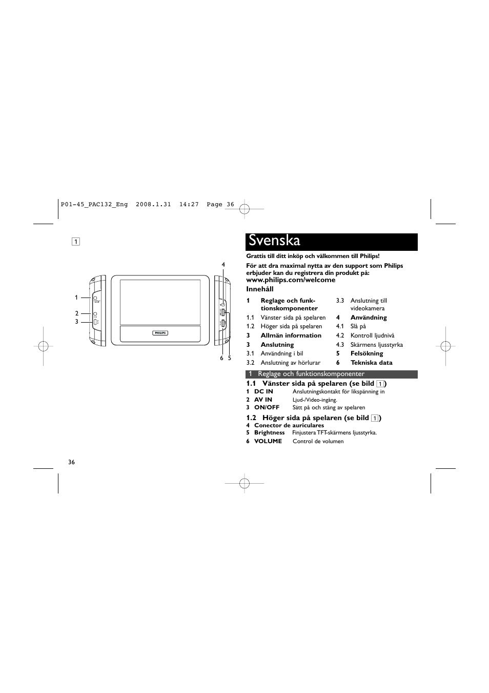 Svenska | Philips Pantalla LCD adicional User Manual | Page 36 / 45