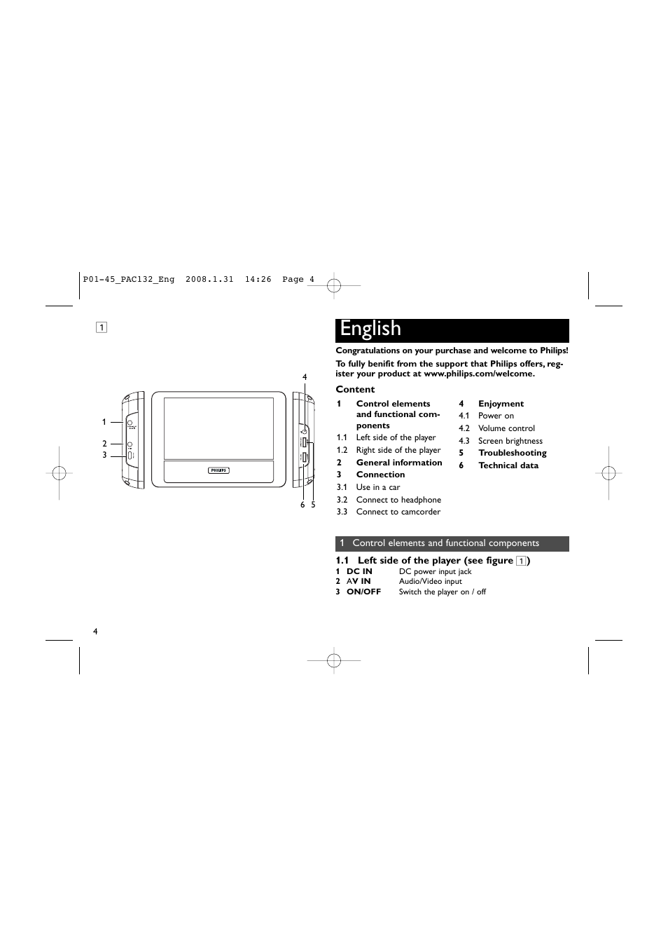 English | Philips Pantalla LCD adicional User Manual | Page 4 / 45