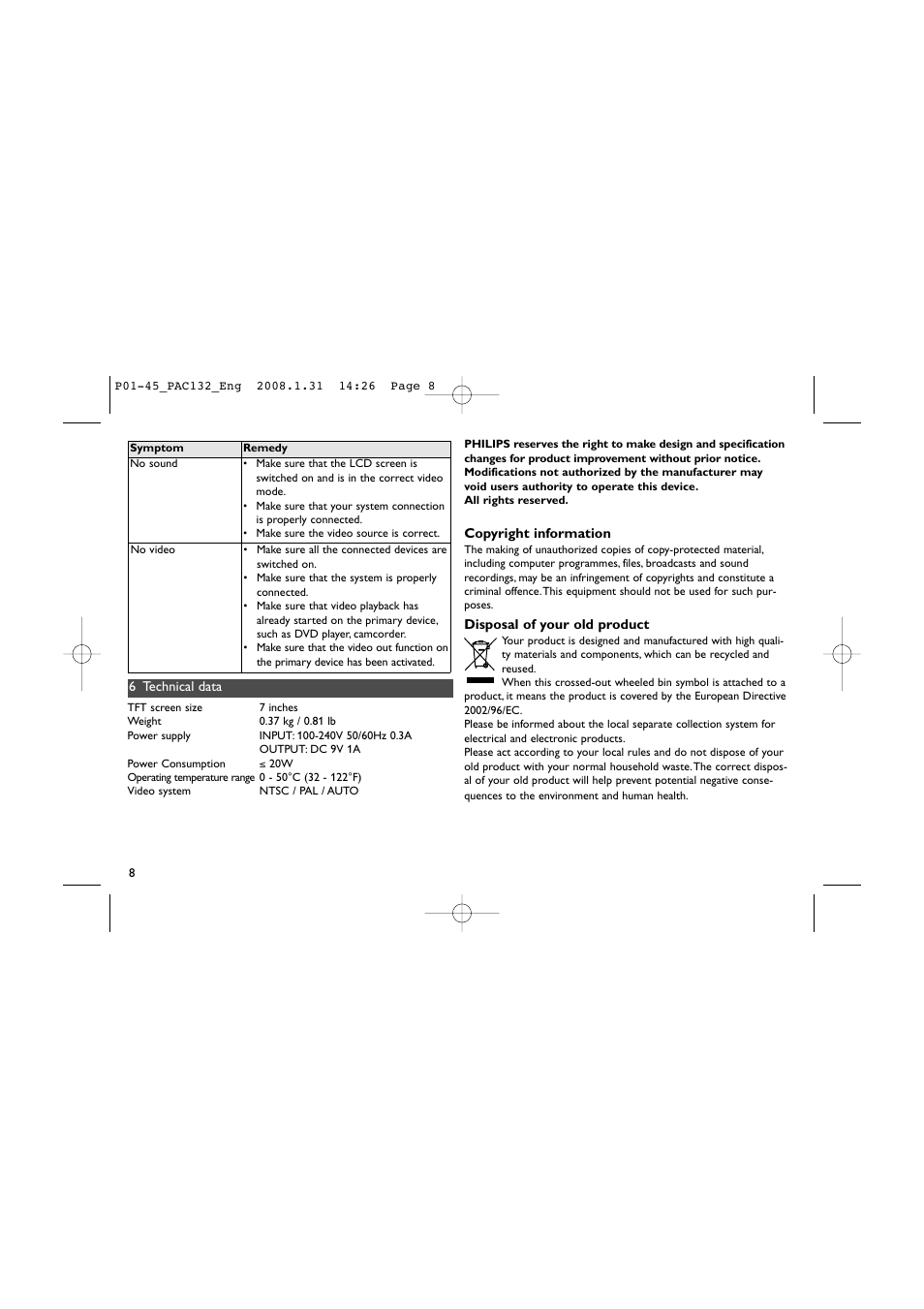 Philips Pantalla LCD adicional User Manual | Page 8 / 45