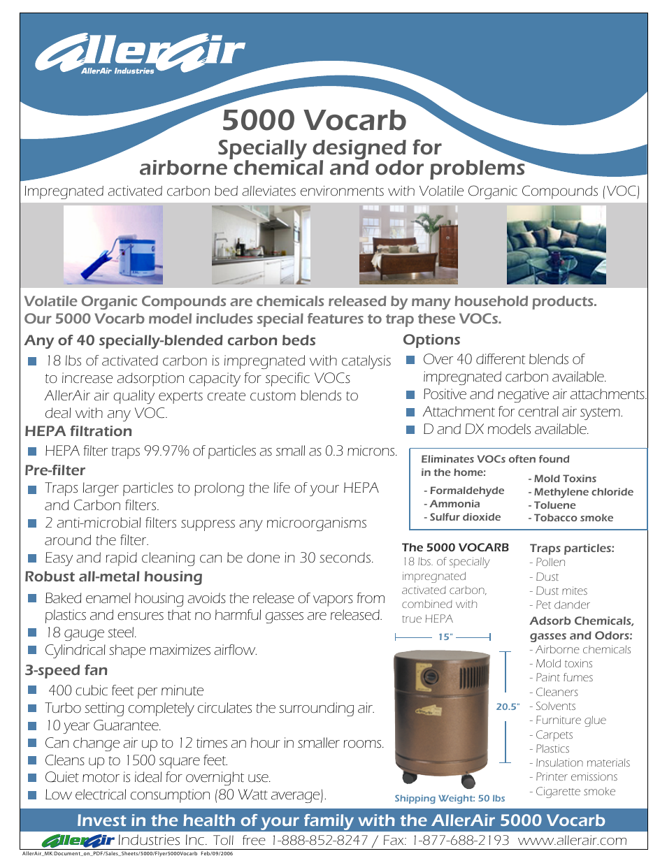 AllerAir 5000 Vocarb User Manual | 2 pages