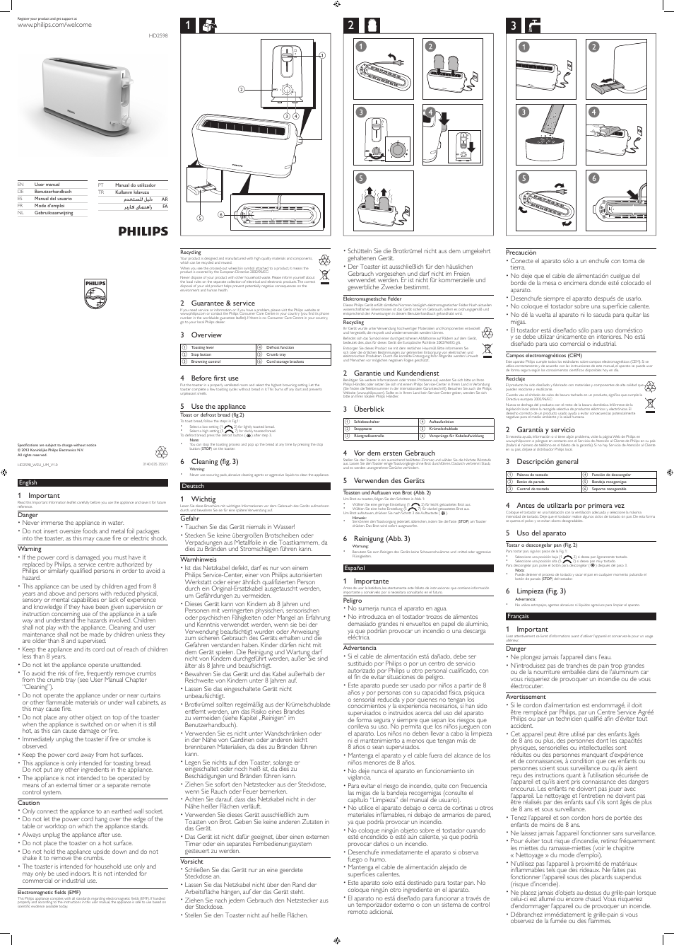 Philips Daily Collection Tostadora User Manual | 2 pages