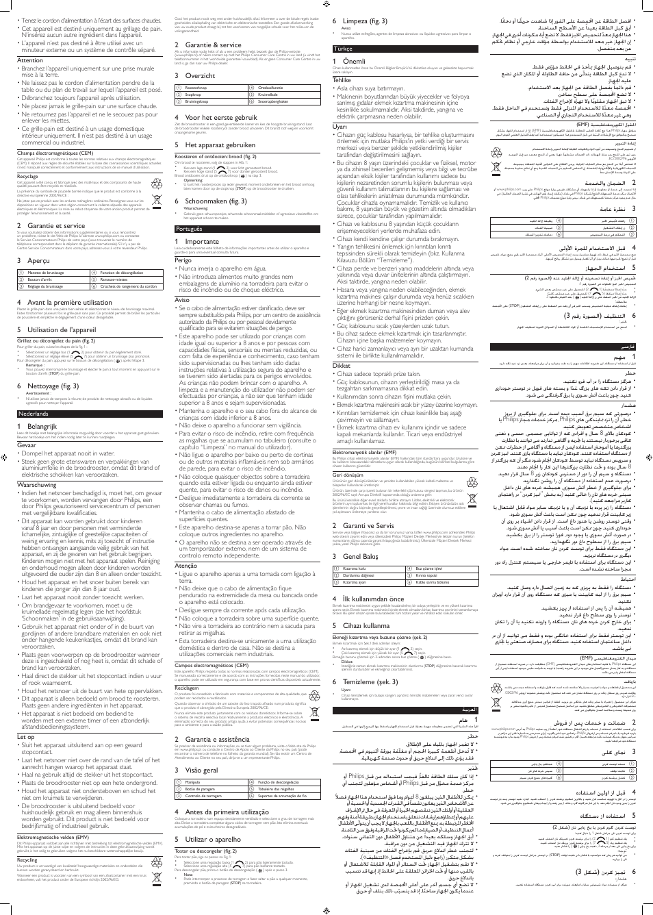 Rangement du cordon, Kordon saklama bölmesi, Snoeropbergvoorziening | Arrumação do fio, میس ندرک عمج لحم | Philips Daily Collection Tostadora User Manual | Page 2 / 2