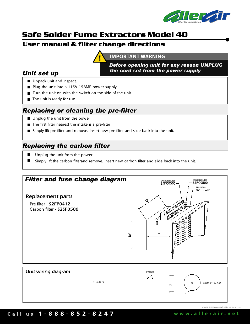 AllerAir 40 User Manual | 1 page