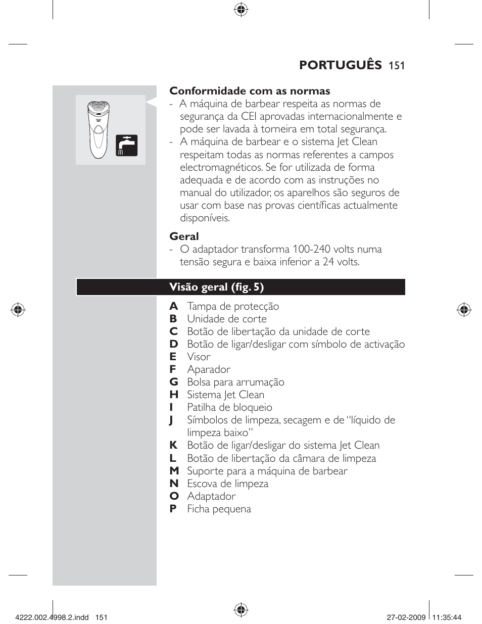 Português | Philips SHAVER Series 3000 Afeitadora eléctrica User Manual | Page 149 / 192