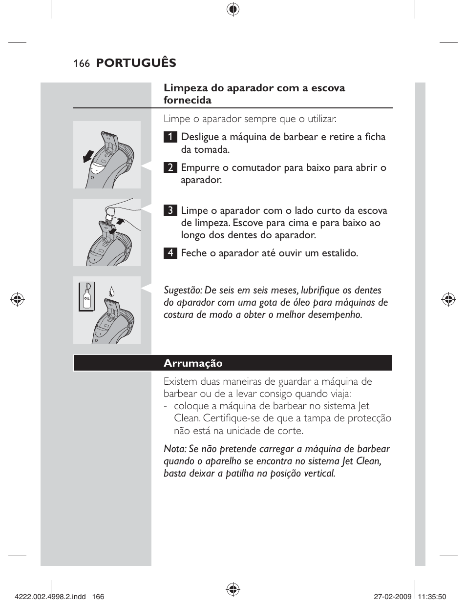 Português | Philips SHAVER Series 3000 Afeitadora eléctrica User Manual | Page 164 / 192