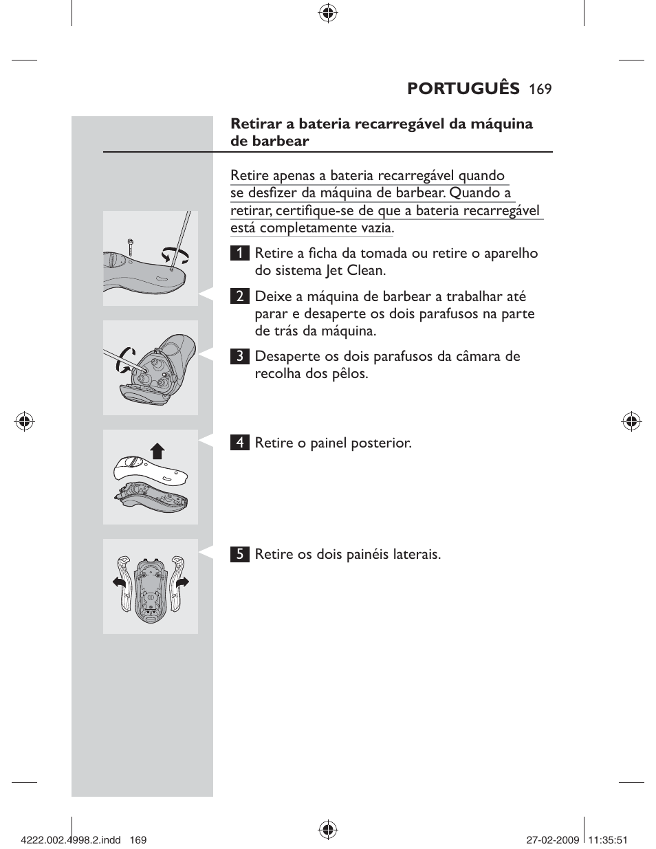 Português | Philips SHAVER Series 3000 Afeitadora eléctrica User Manual | Page 167 / 192