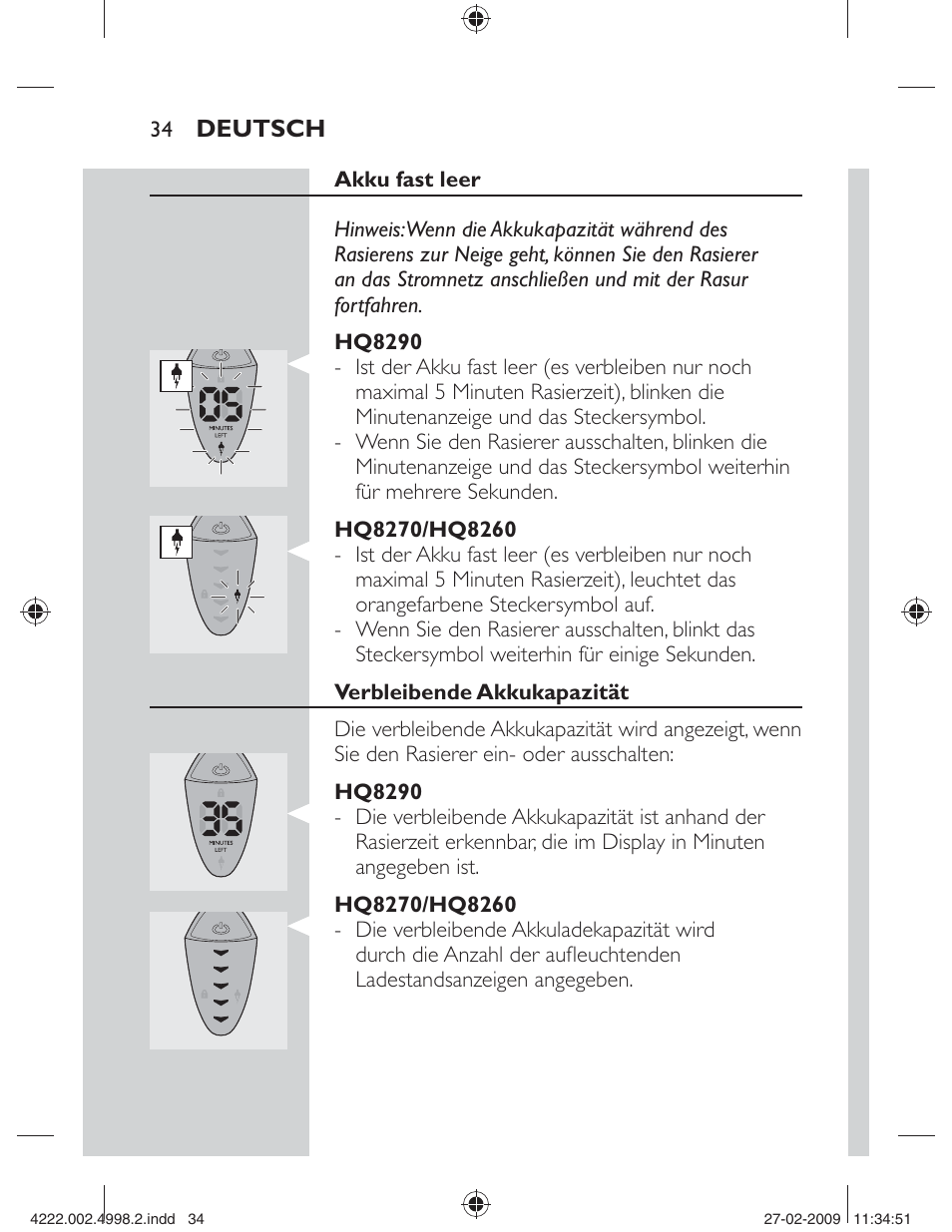 Deutsch | Philips SHAVER Series 3000 Afeitadora eléctrica User Manual | Page 32 / 192