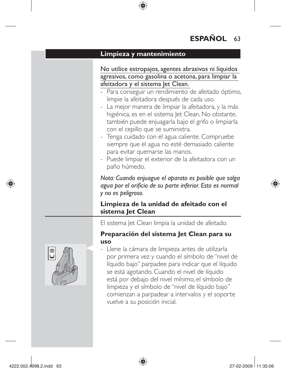 Español | Philips SHAVER Series 3000 Afeitadora eléctrica User Manual | Page 61 / 192