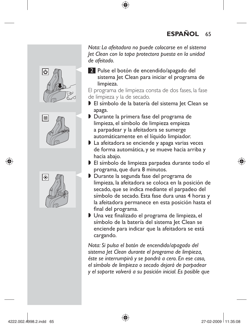 Español | Philips SHAVER Series 3000 Afeitadora eléctrica User Manual | Page 63 / 192