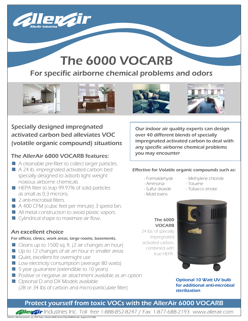 AllerAir 6000 VOCARB User Manual | 2 pages